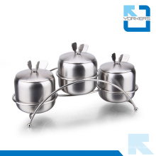 3 piezas de acero inoxidable Spice Condiment Almacenamiento Pot Sal Pepper Botella